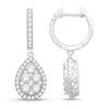 Thumbnail Image 2 of Diamond Hoop Dangle Earrings 1-3/4 ct tw Round 14K White Gold