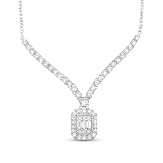 Jared Signature Diamond Necklace 1-1/2 ct tw Round/Baguette 14K White Gold