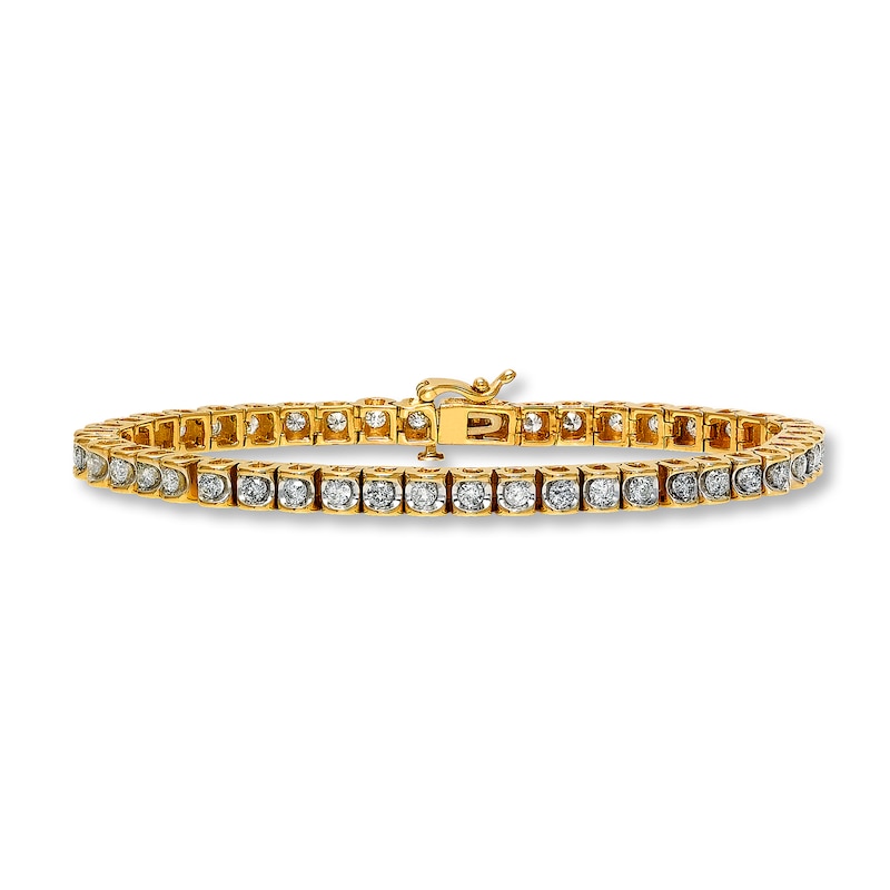 Main Image 1 of Diamond Tennis Bracelet 3 ct tw Round 14K Yellow Gold
