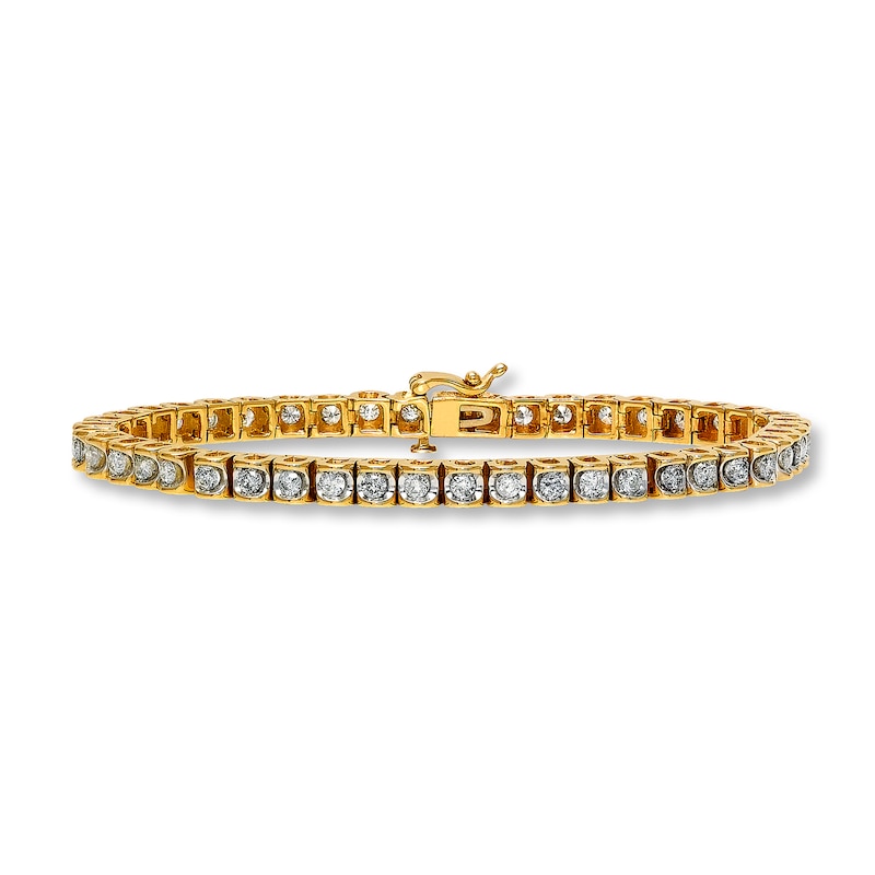 Diamond Tennis Bracelet 3 ct tw Round 14K Yellow Gold