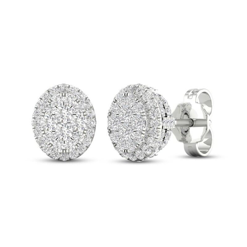 Main Image 1 of Certified Diamond Stud Earrings 1/2 ct tw Round 14K White Gold