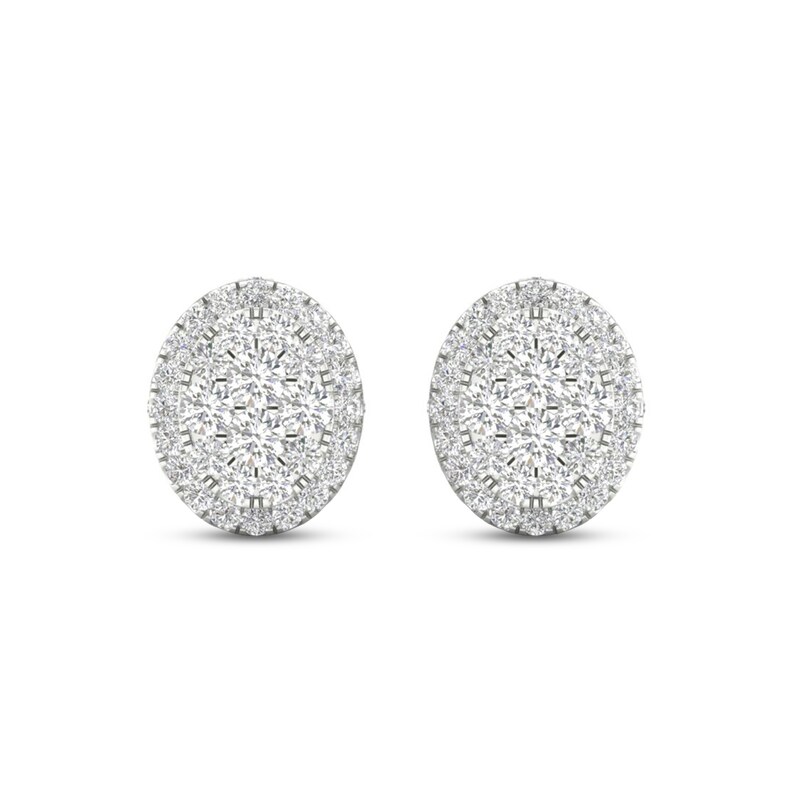 Main Image 2 of Certified Diamond Stud Earrings 1/2 ct tw Round 14K White Gold