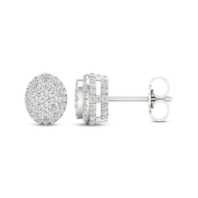 Main Image 3 of Certified Diamond Stud Earrings 1/2 ct tw Round 14K White Gold