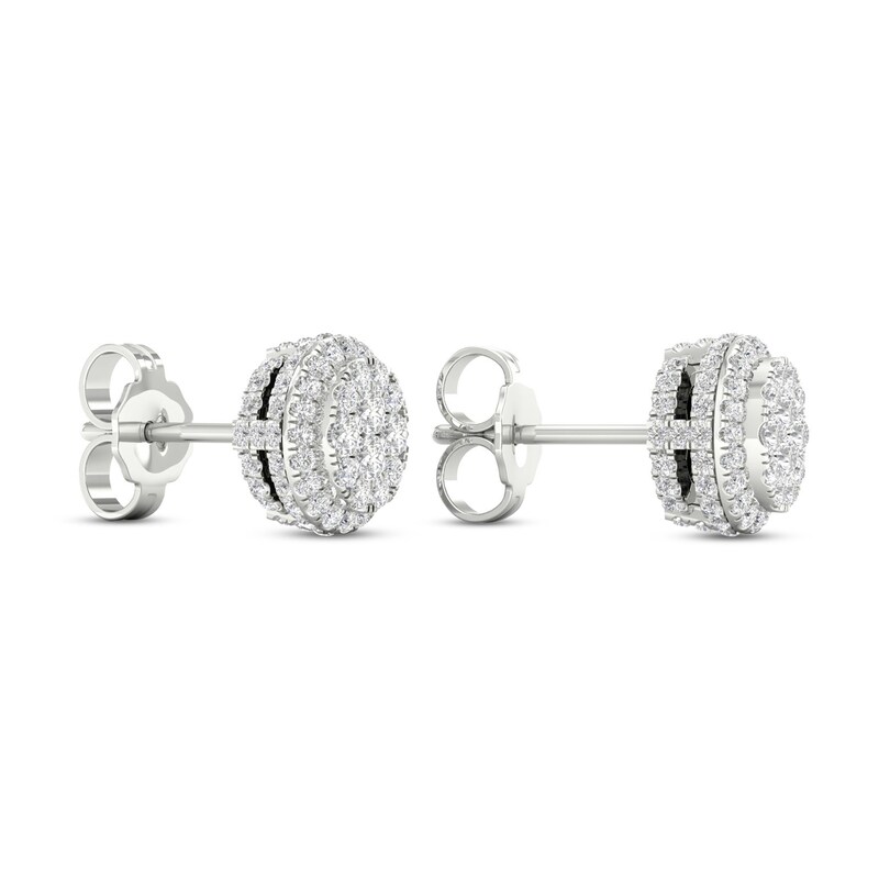 Main Image 4 of Certified Diamond Stud Earrings 1/2 ct tw Round 14K White Gold