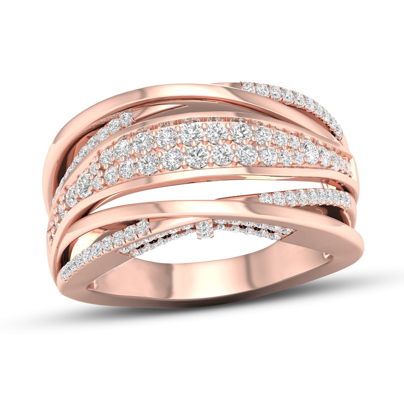 Certified Diamond Ring 5/8 ct tw Round 14K Rose Gold