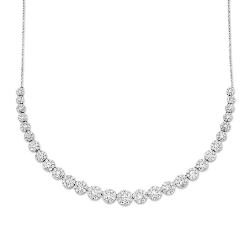Main Image 1 of Diamond Necklace 3 ct tw Round 14K White Gold 18"