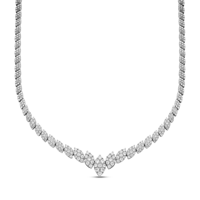 Main Image 1 of Diamond Necklace 3 ct tw Round 14K White Gold 18"
