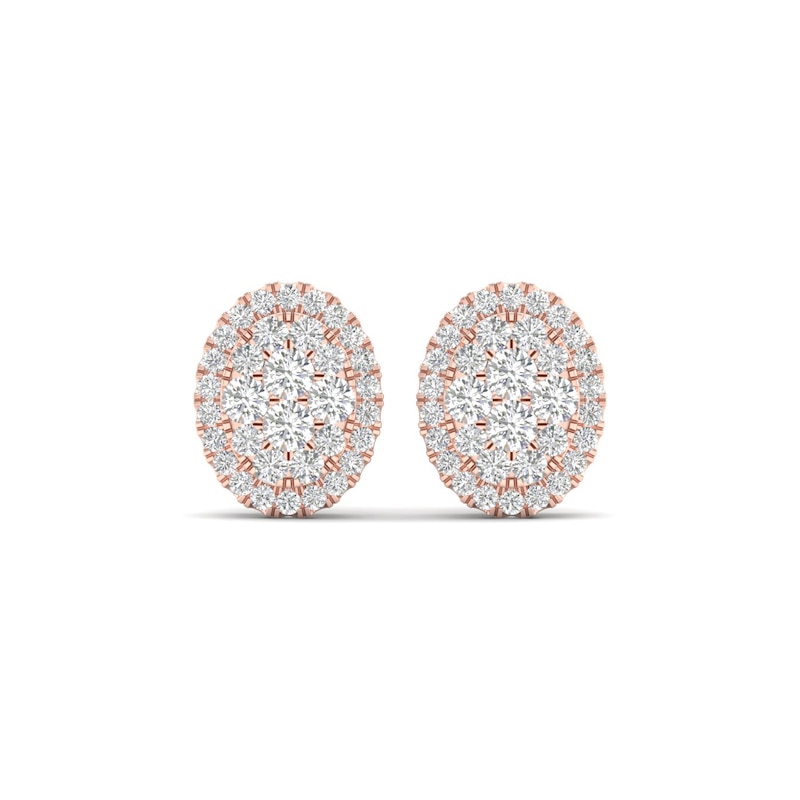 Colorless Diamond Earrings 1 ct tw Round 14K Rose Gold