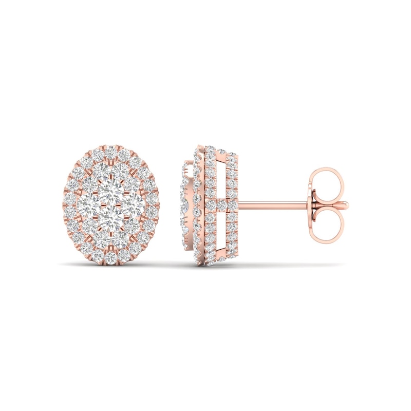 Colorless Diamond Earrings 1 ct tw Round 14K Rose Gold
