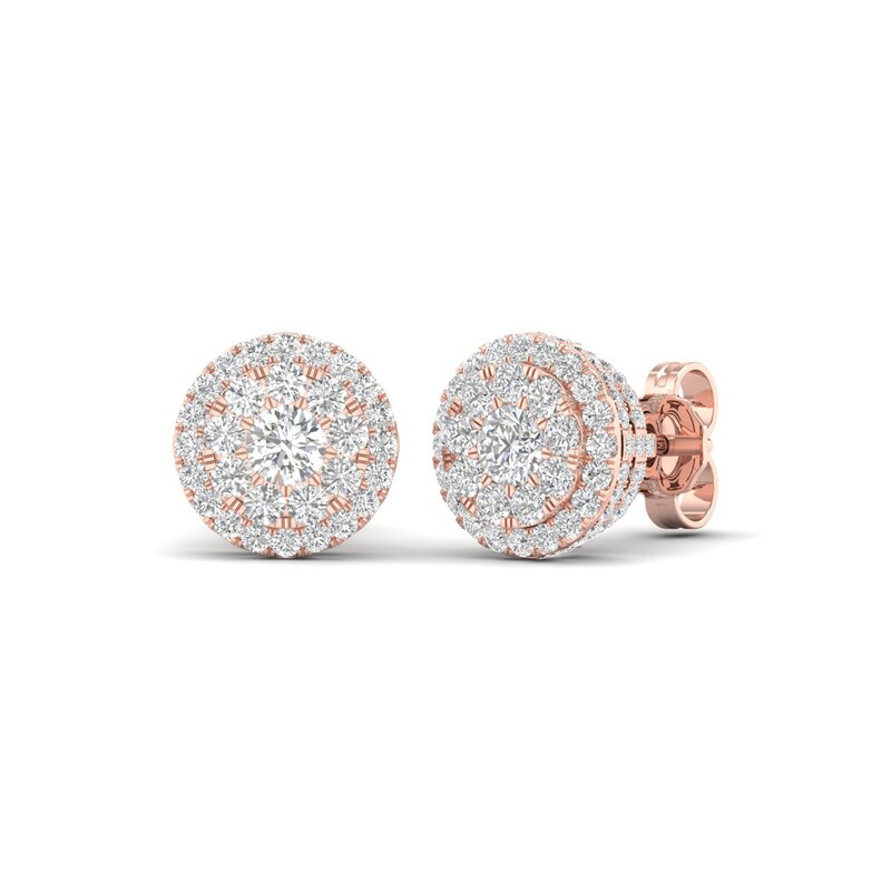 Colorless Diamond Earrings 1 ct tw Round 14K Rose Gold