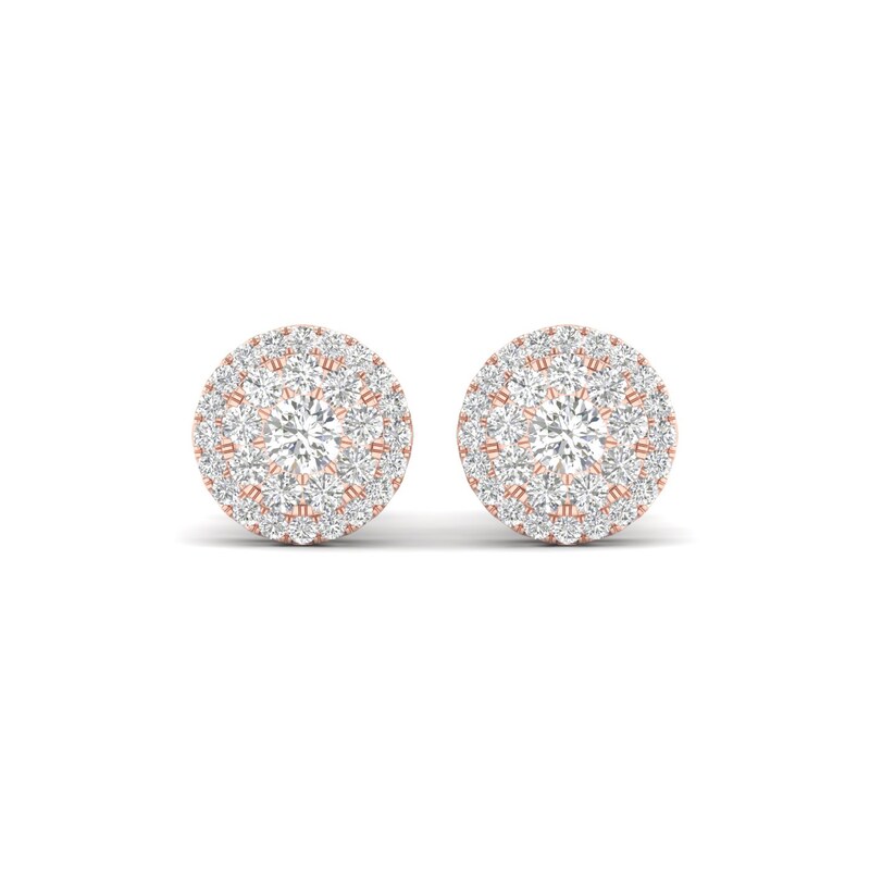 Colorless Diamond Earrings 1 ct tw Round 14K Rose Gold