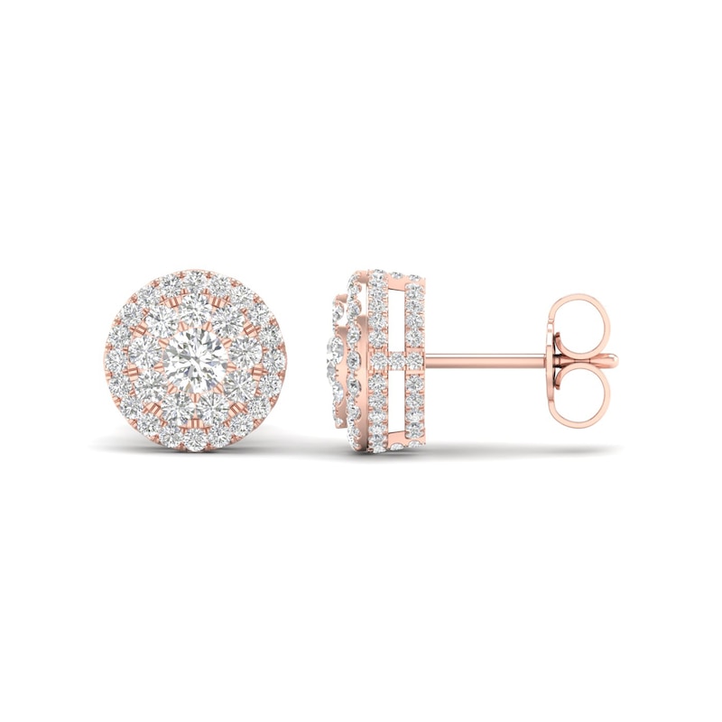 Colorless Diamond Earrings 1 ct tw Round 14K Rose Gold