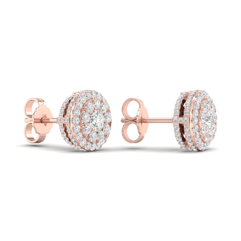 Colorless Diamond Earrings 1 ct tw Round 14K Rose Gold