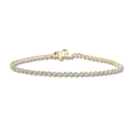 Diamond Tennis Bracelet 3 ct tw Round 14K Yellow Gold 7.25"
