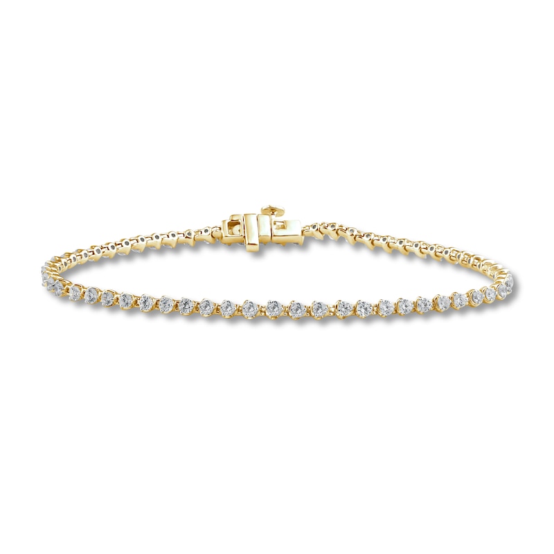 Main Image 1 of Diamond Tennis Bracelet 3 ct tw Round 14K Yellow Gold 7.25"