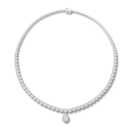 Diamond Necklace 7 ct tw Round 14K White Gold 18"