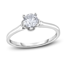 Diamond Solitaire Floral Engagement Ring 1/2 ct tw Round 14K White Gold (I2/I)