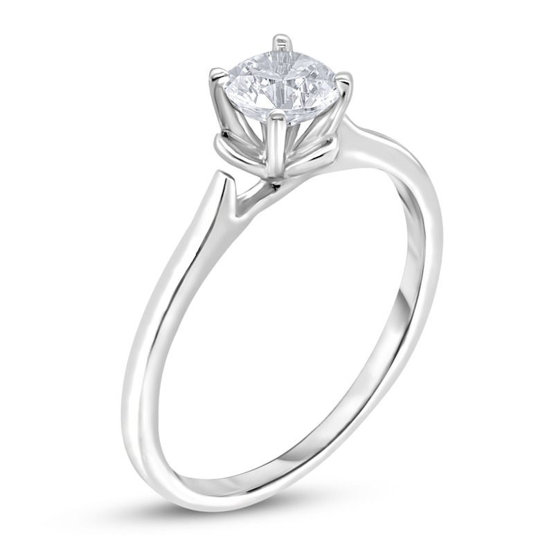Main Image 2 of Diamond Solitaire Floral Engagement Ring 1/2 ct tw Round 14K White Gold (I2/I)