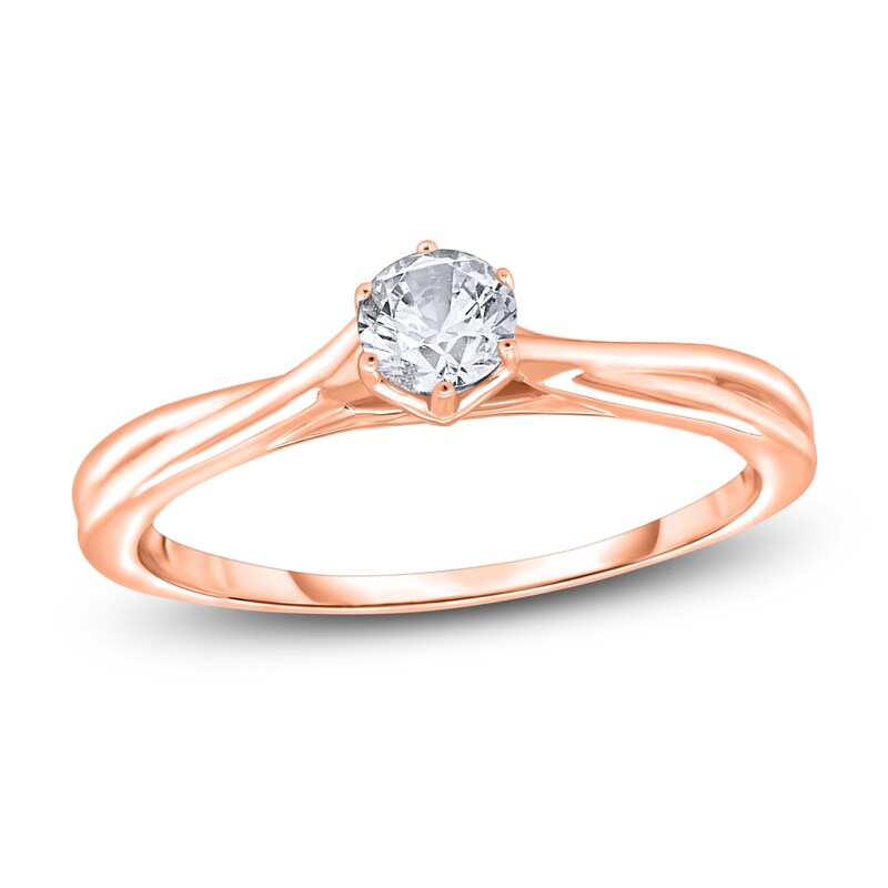 Main Image 1 of Diamond Solitaire Twist Engagement Ring 1/2 ct tw Round 14K Rose Gold (I2/I)