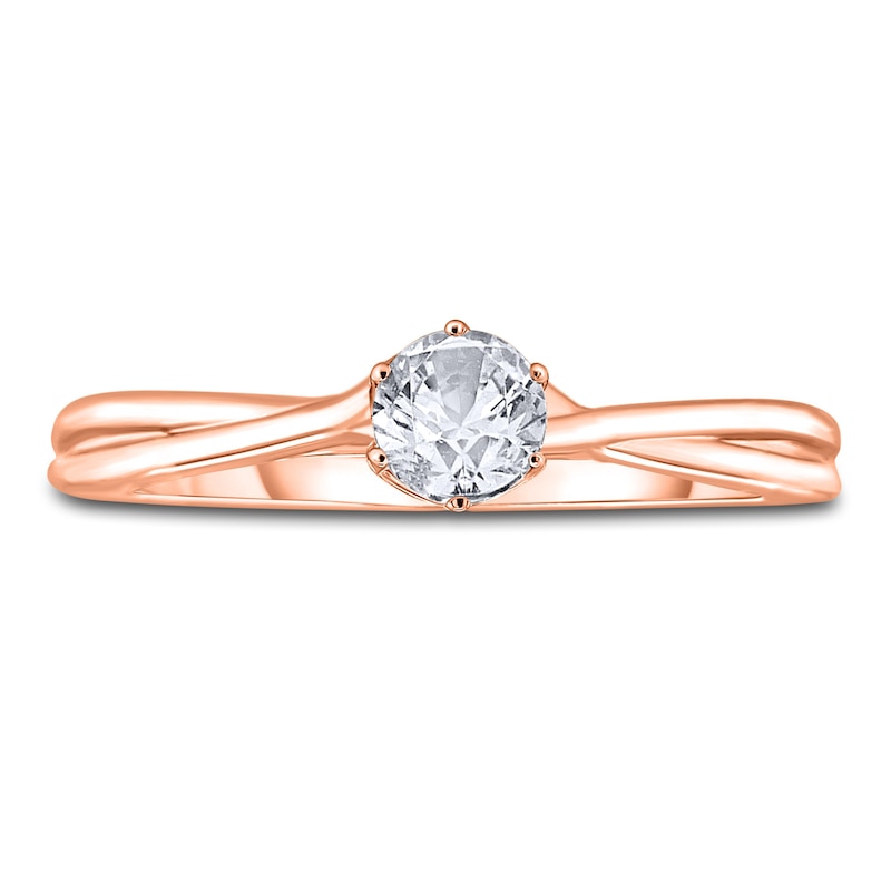 Main Image 3 of Diamond Solitaire Twist Engagement Ring 1/2 ct tw Round 14K Rose Gold (I2/I)