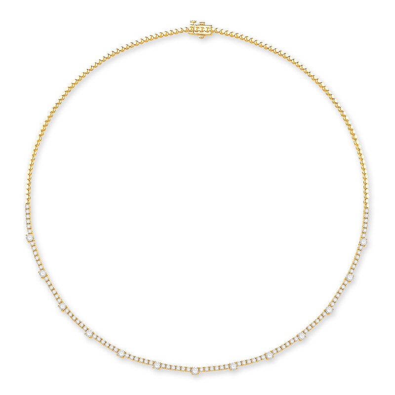 Diamond Tennis Necklace 4 ct tw Round 14K Yellow Gold