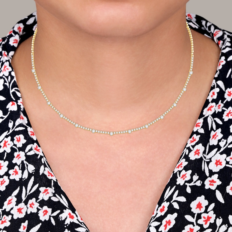 Main Image 3 of Diamond Tennis Necklace 4 ct tw Round 14K Yellow Gold