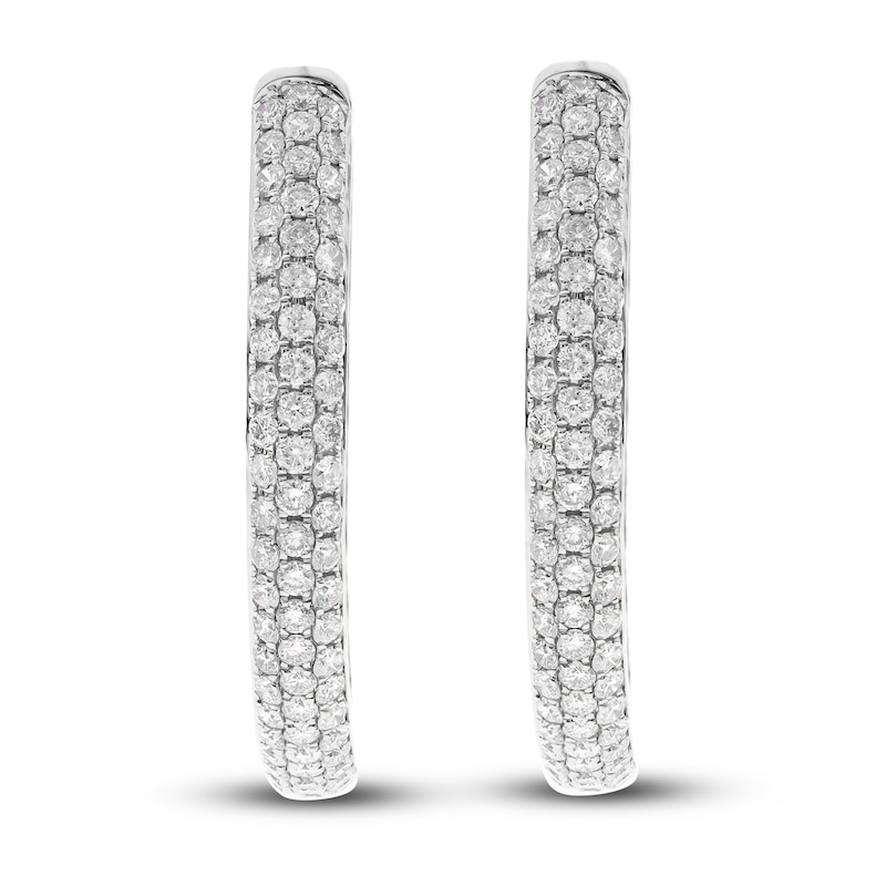 Main Image 1 of Diamond Hoop Earrings 5-1/4 ct tw Round 14K White Gold