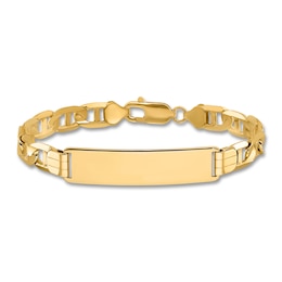 Men's Anchor Link ID Bracelet 14K Yellow Gold 10.0mm 8"