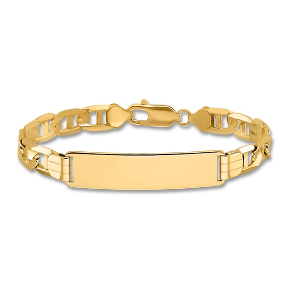 Men's Anchor Link ID Bracelet 14K Yellow Gold 10.0mm 8"