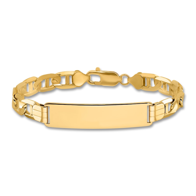 Main Image 1 of Men's Anchor Link ID Bracelet 14K Yellow Gold 10.0mm 8"