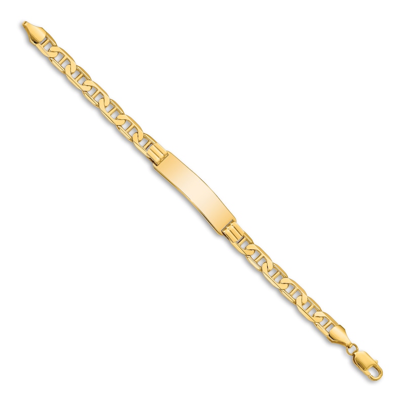 Main Image 2 of Men's Anchor Link ID Bracelet 14K Yellow Gold 10.0mm 8"