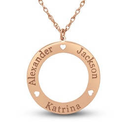 Engravable Loop Pendant Necklace Rose Gold-Plated Sterling Silver 24mm 18" Adj.