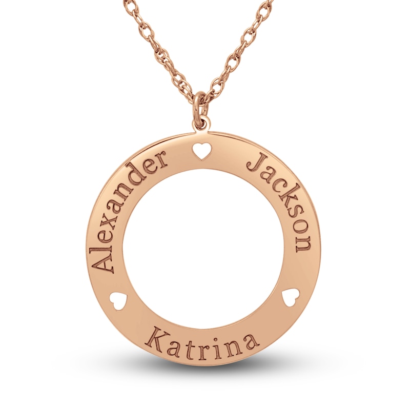Main Image 1 of Engravable Loop Pendant Necklace Rose Gold-Plated Sterling Silver 24mm 18" Adj.