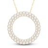 Thumbnail Image 1 of Diamond Circle Pendant Necklace 2 ct tw Round 14K Yellow Gold 18"