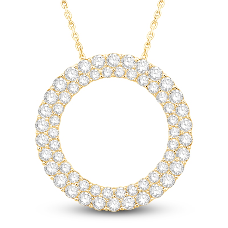 Main Image 1 of Diamond Circle Pendant Necklace 2 ct tw Round 14K Yellow Gold 18"