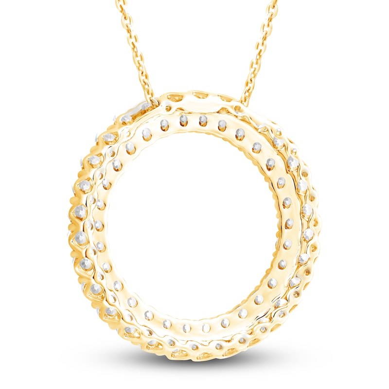 Main Image 2 of Diamond Circle Pendant Necklace 2 ct tw Round 14K Yellow Gold 18"