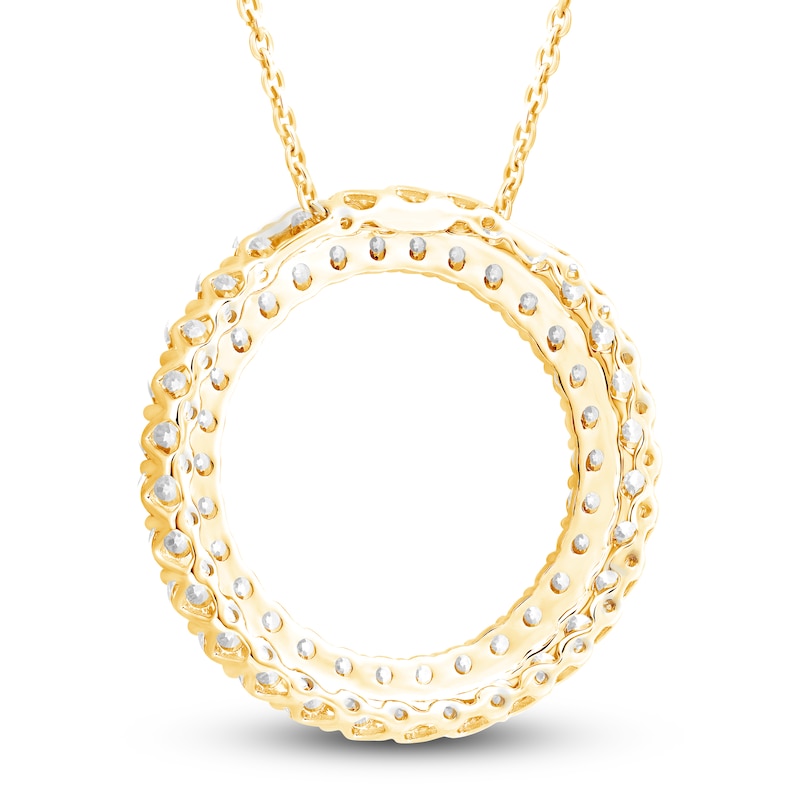 Diamond Circle Pendant Necklace 2 ct tw Round 14K Yellow Gold 18"