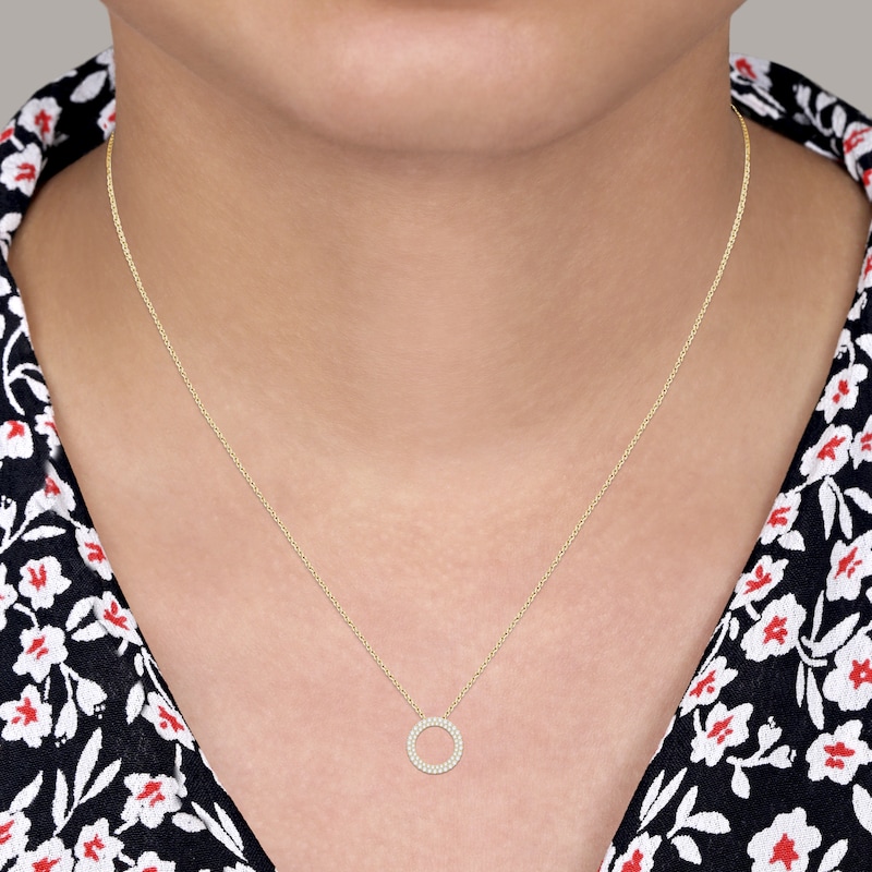 Main Image 3 of Diamond Circle Pendant Necklace 2 ct tw Round 14K Yellow Gold 18"