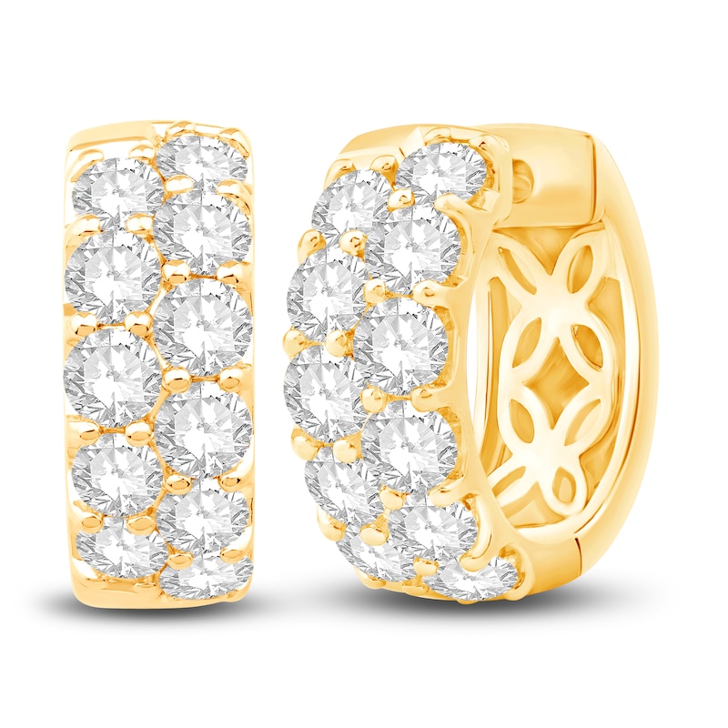 Main Image 1 of Diamond Huggie Earrings 2 ct tw Round 14K Yellow Gold