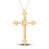 Thumbnail Image 3 of Diamond Cross Pendant Necklace 1-1/2 ct tw Round/Baguette 14K Yellow Gold 18"