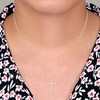 Thumbnail Image 4 of Diamond Cross Pendant Necklace 1-1/2 ct tw Round/Baguette 14K Yellow Gold 18"