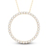 Thumbnail Image 1 of Diamond Circle Pendant Necklace 1-1/2 ct tw Round 14K Yellow Gold 18"