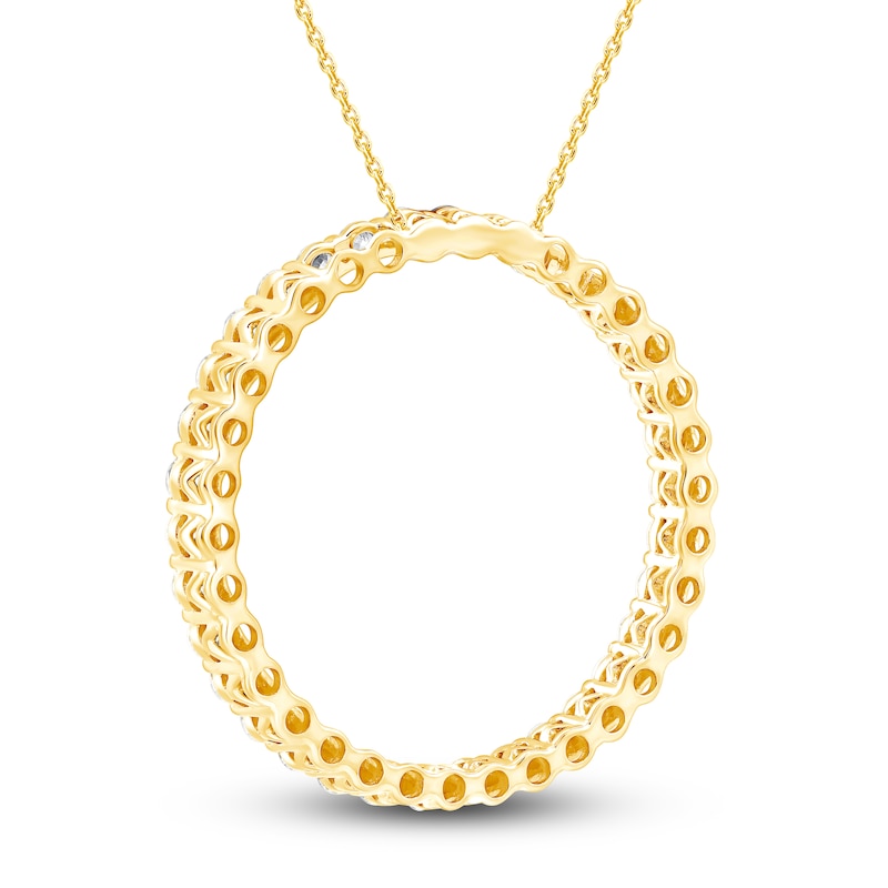 Main Image 3 of Diamond Circle Pendant Necklace 1-1/2 ct tw Round 14K Yellow Gold 18"