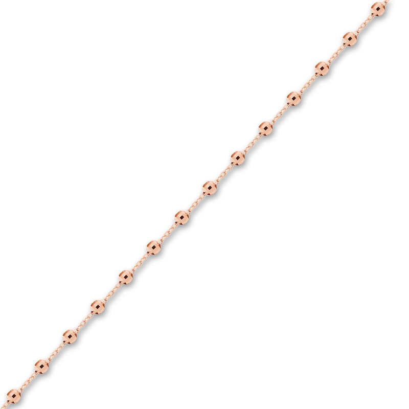 Main Image 2 of Diamond-Cut Beaded Station Bracelet 14K Rose Gold 7.5" Adj.