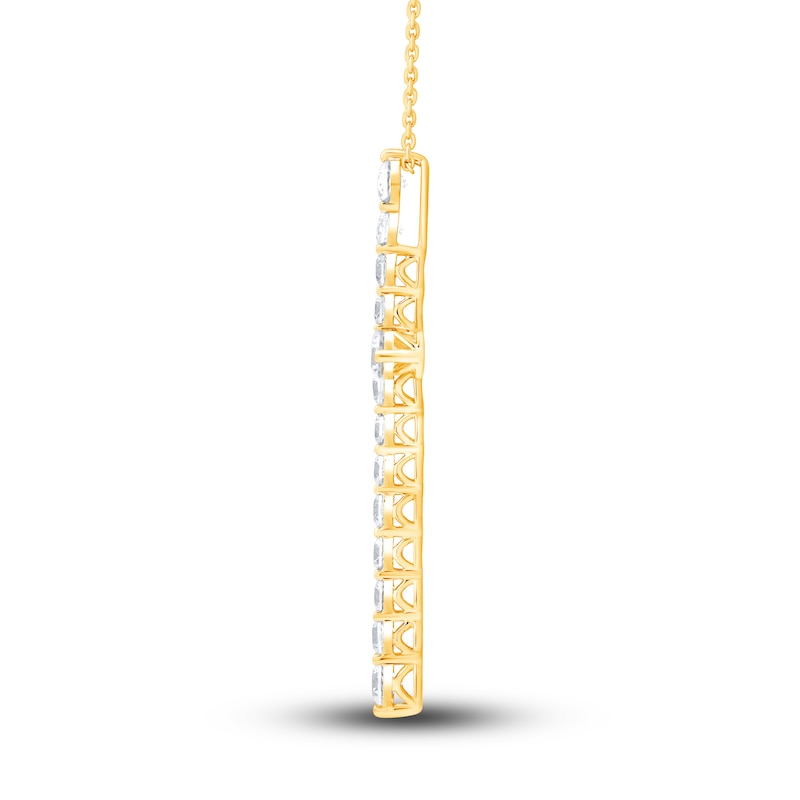 Main Image 2 of Diamond Cross Pendant Necklace 2-1/2 ct tw Round 14K Yellow Gold 18"