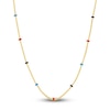Thumbnail Image 1 of Solid Station Necklace Red/Black /Navy Blue Enamel 14K Yellow Gold 18"