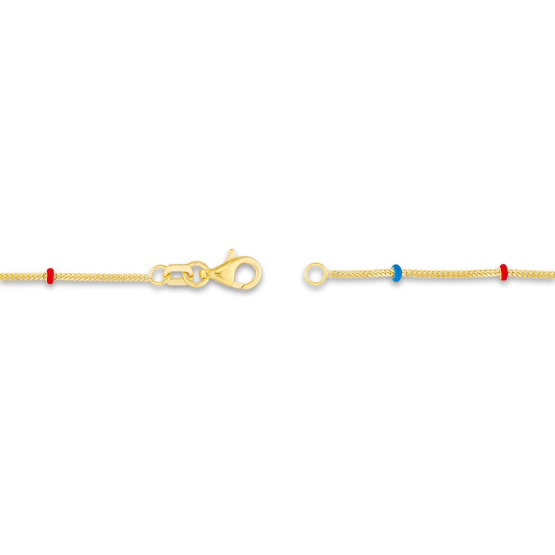 Main Image 3 of Solid Station Necklace Red/Black /Navy Blue Enamel 14K Yellow Gold 18"