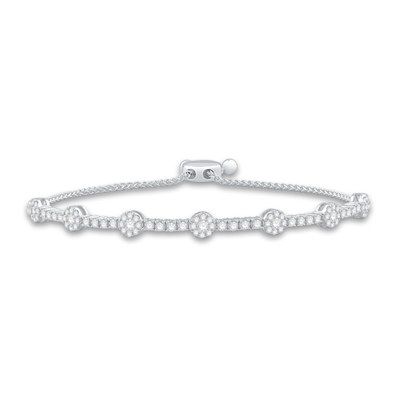 Jared Signature&nbsp;Diamond Bolo Bracelet 1-1/2 ct tw Round 14K White Gold 9.5"