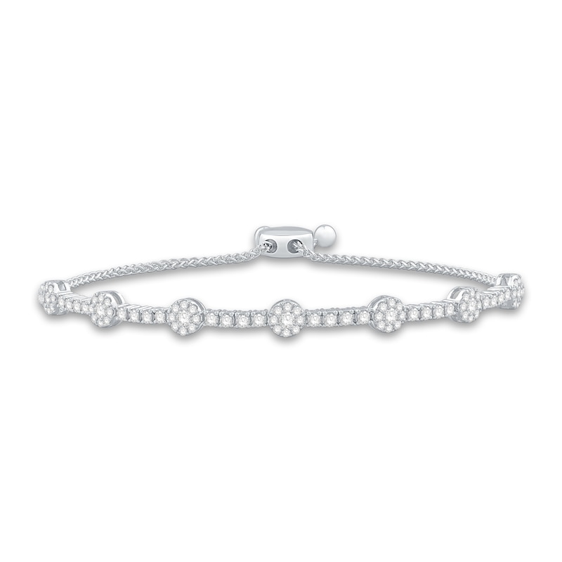 Main Image 1 of Diamond Bolo Bracelet 1-1/2 ct tw Round 14K White Gold 9.5"