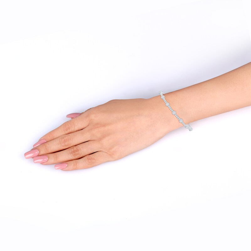 Main Image 4 of Diamond Bolo Bracelet 1-1/2 ct tw Round 14K White Gold 9.5"